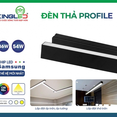 Đèn thả profile 54W, chip Samsung, vỏ đen DTP-54SS-118-T/V/TT-D