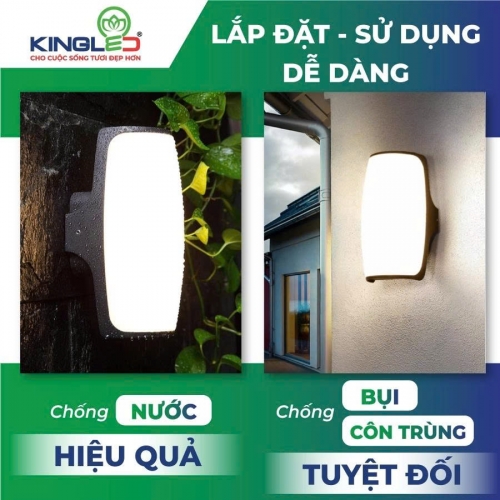 Đèn tường tràn viền Kingeco 18W vỏ đen DTTV-18-T/V-D