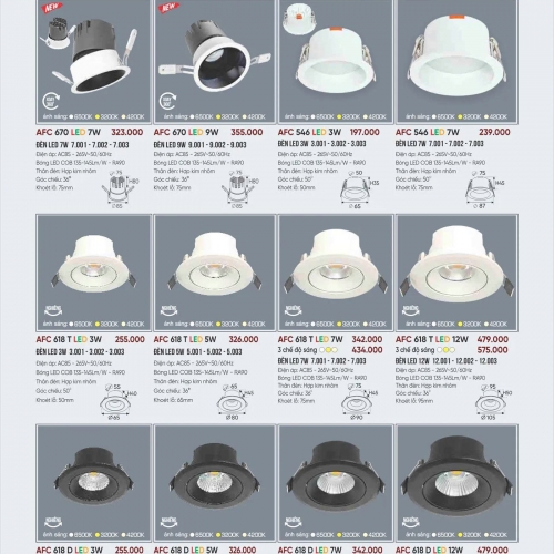 Đèn âm trần chiếu điểm AFC 670 7W