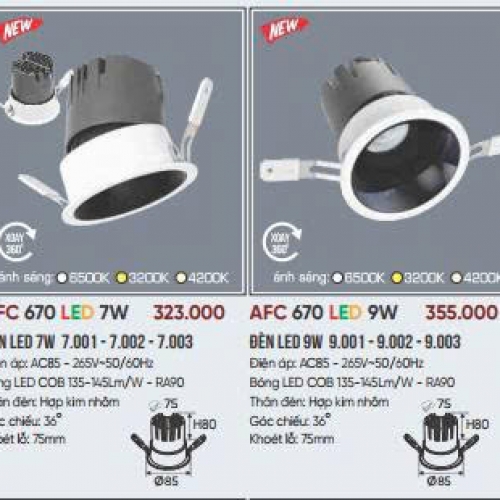 Đèn âm trần chiếu điểm AFC 670 7W