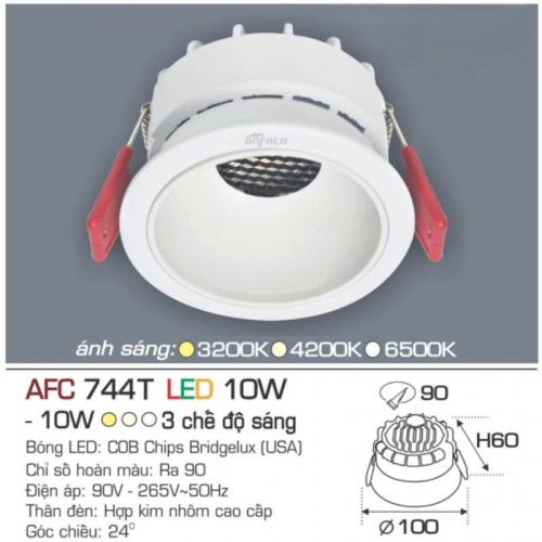 Đèn âm trần cao cấp Anfaco AFC 744T - 10W chóa trắng đổi màu