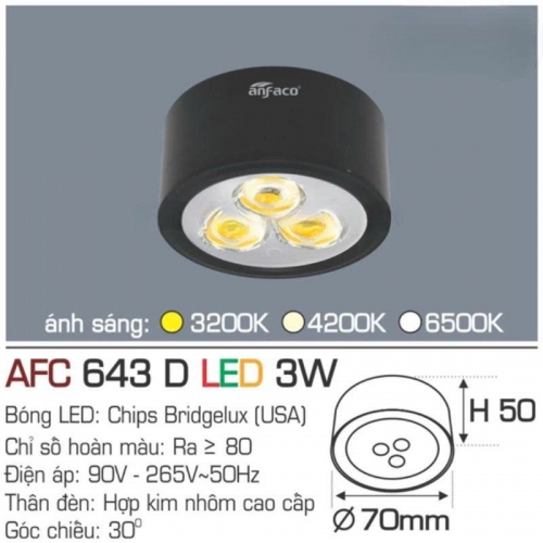 Đèn lon nối LED cao cấp 643D 3W