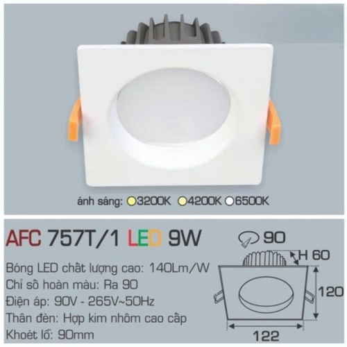 Đèn âm trần Anfaco AFC 757T/1 9W