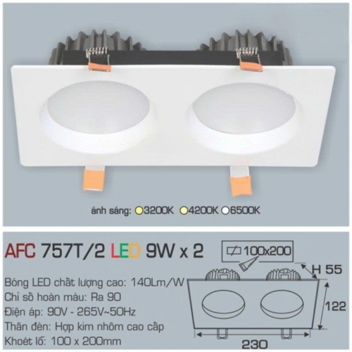 Đèn âm trần downlight Anfaco AFC 757T/2 9W