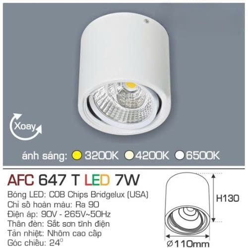 Đèn lon nổi Anfaco AFC 647T vỏ trắng 7W