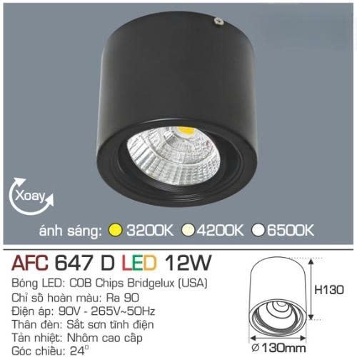 Đèn lon nổi Anfaco AFC 647D vỏ đen 12W