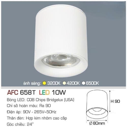Đèn Lon ốp nổi Anfaco AFC 658T vỏ trắng 10W