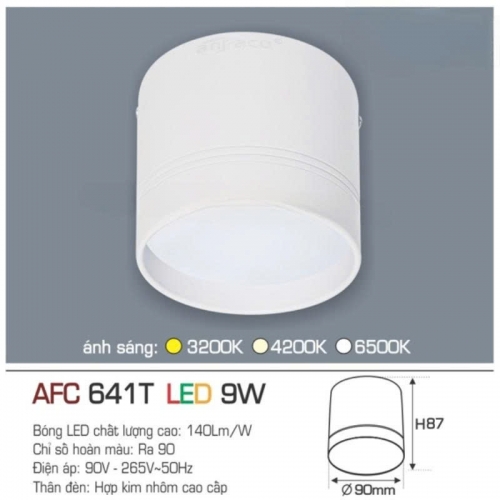 Đèn lon ốp nổi Anfaco AFC 641T vỏ trắng 9W