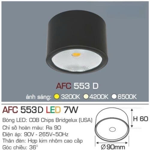 Đèn lon nối Anfaco AFC 553D vỏ đen 7W