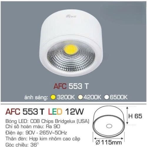 Đèn lon nối Anfaco AFC 553T vỏ trắng 12W