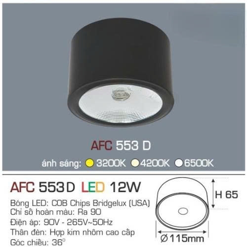 Đèn lon nối Anfaco AFC 553D vỏ đen 12W