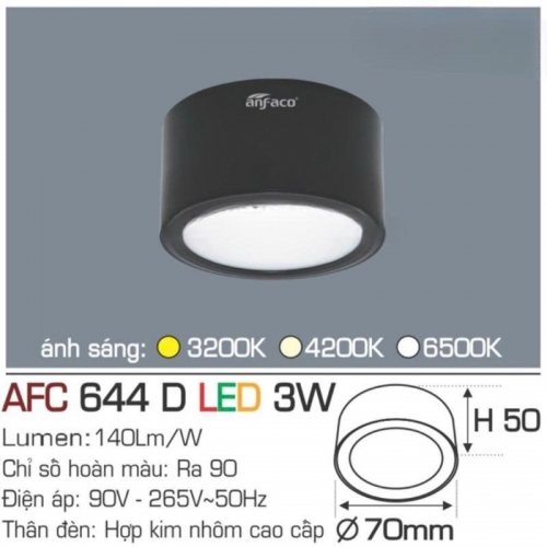 Đèn lon nối Anfaco AFC 644D vỏ đen 3W
