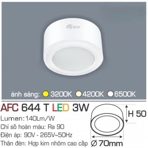 Đèn lon nối Anfaco AFC 644T vỏ trắng 3W