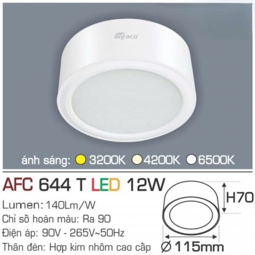 Đèn lon nối Anfaco AFC 644T vỏ trắng 12W