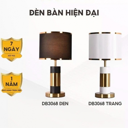 Đèn Bàn DB3068 355 Decor Lighting Bóng E27 Thân Hợp Kim Thân Trắng (chưa gồm bóng)