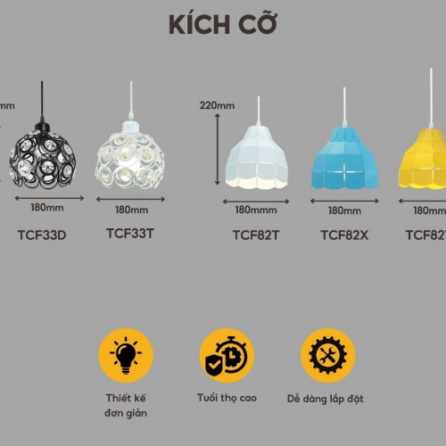 Đèn Thả TCF33T1 TRẮNG 355 Decor Lighting E27 Đèn Trang Trí Bàn Ăn Quán Ăn Shop Tiệm Cà Phê Trà Sữa