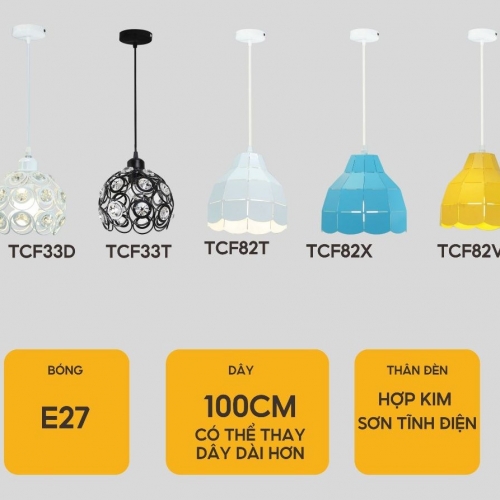 Đèn Thả TCF33 ĐEN 355 Decor Lighting E27 Đèn Trang Trí Bàn Ăn Quán Ăn Shop Tiệm Cà Phê Trà Sữa