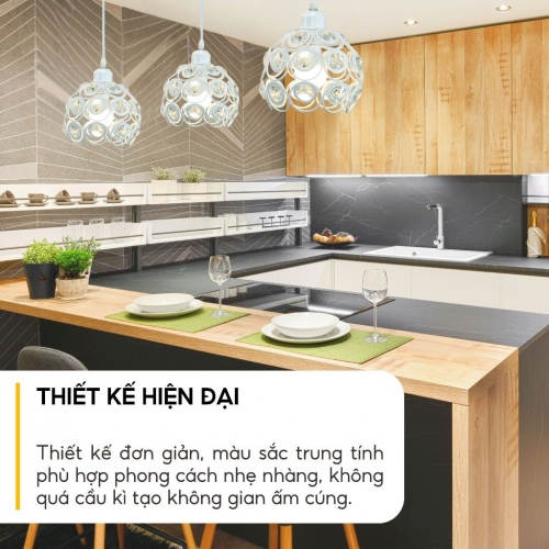 Đèn Thả TCF33T1 TRẮNG 355 Decor Lighting E27 Đèn Trang Trí Bàn Ăn Quán Ăn Shop Tiệm Cà Phê Trà Sữa