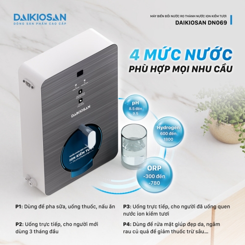 Máy biến đổi nước RO thành nước Ion kiềm tươi - từ trường Daikiosan DN069
